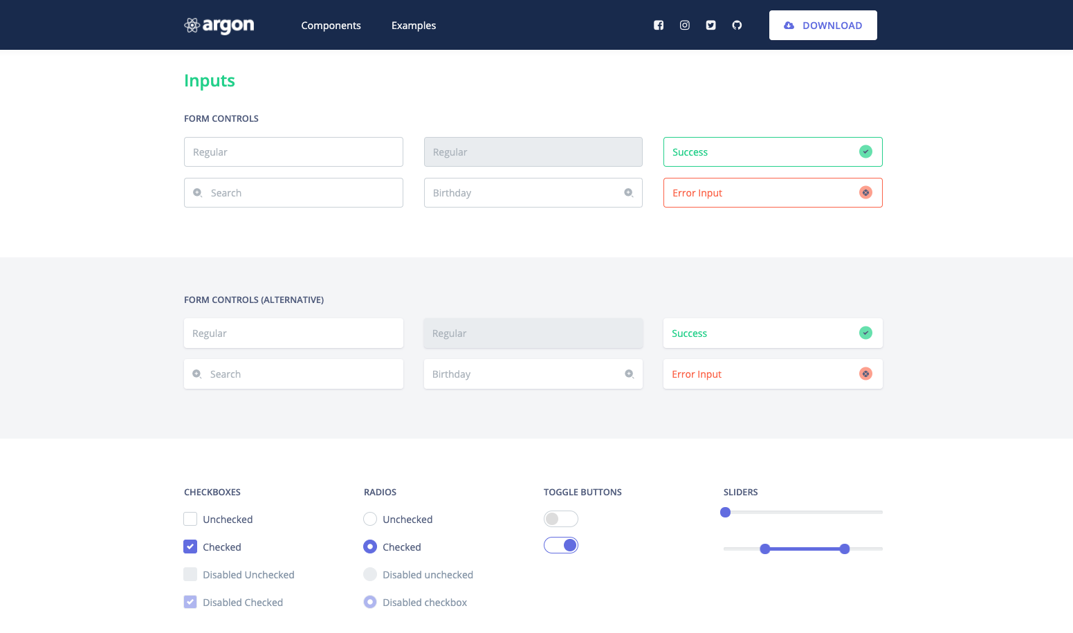 Argon design template with React.