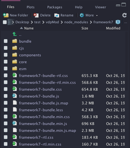 Framework7 assets in node modules.